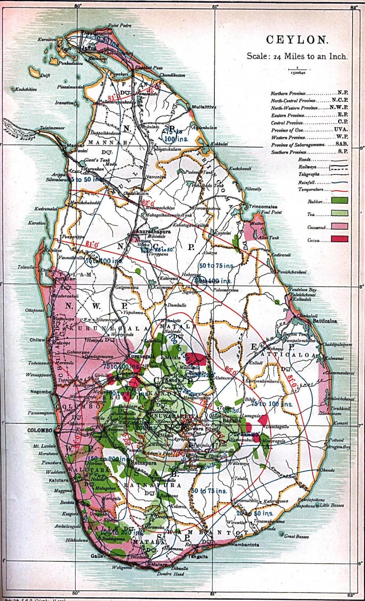 ramani ya Ceylon Sri Lanka