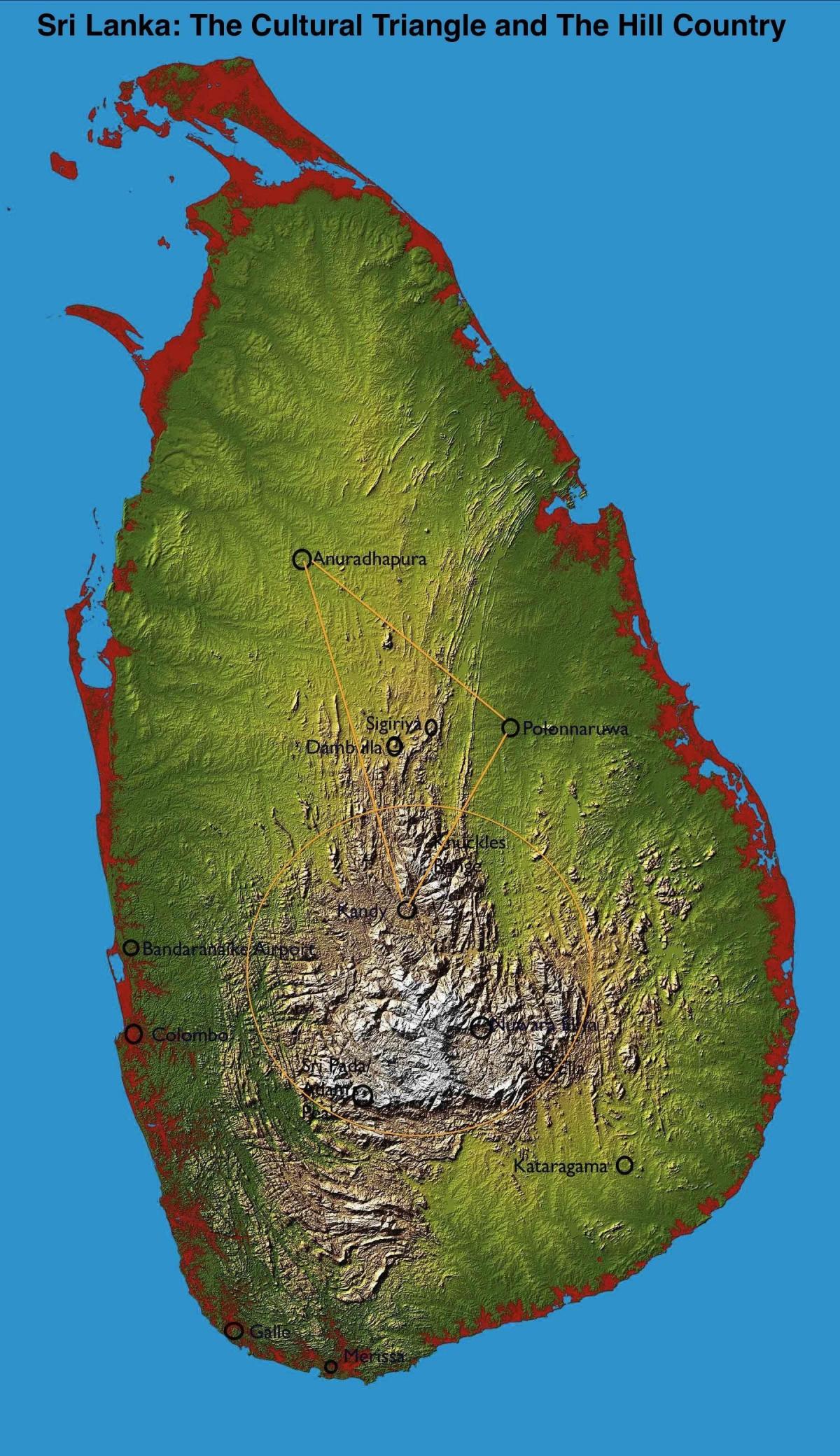 ramani ya kilima nchi Sri Lanka
