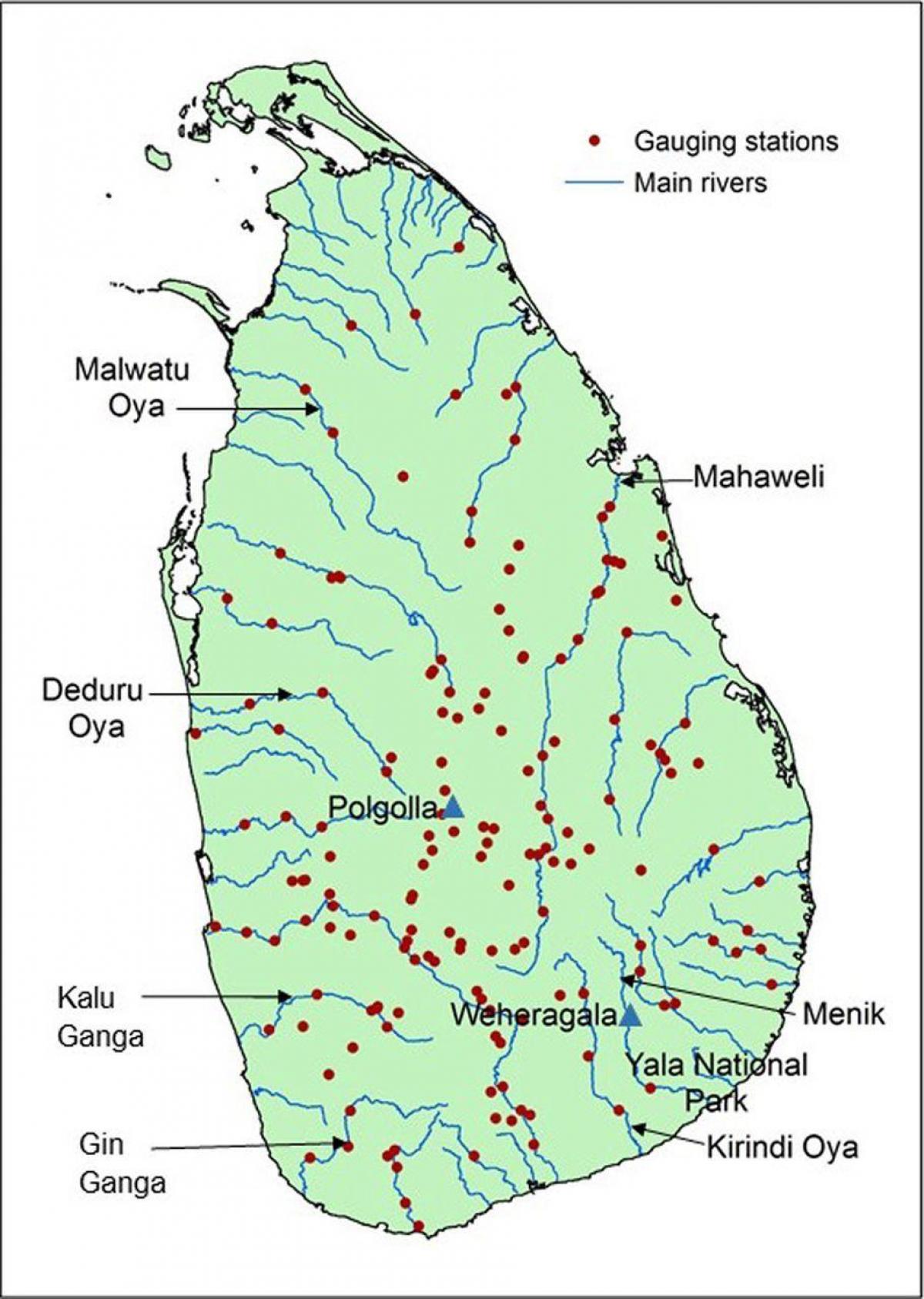 Sri Lanka kuu mito ramani