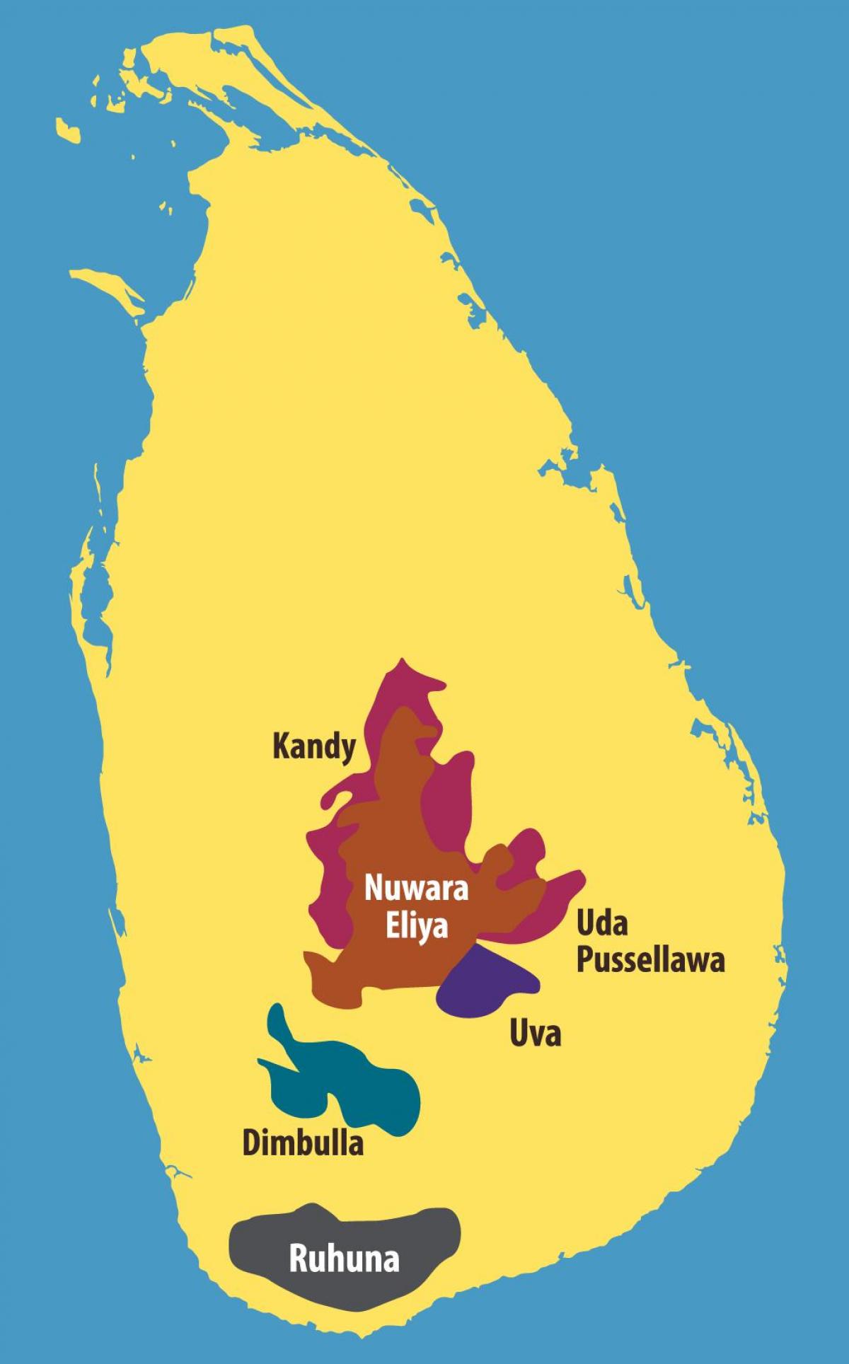 ramani ya Sri Lanka mashamba ya chai