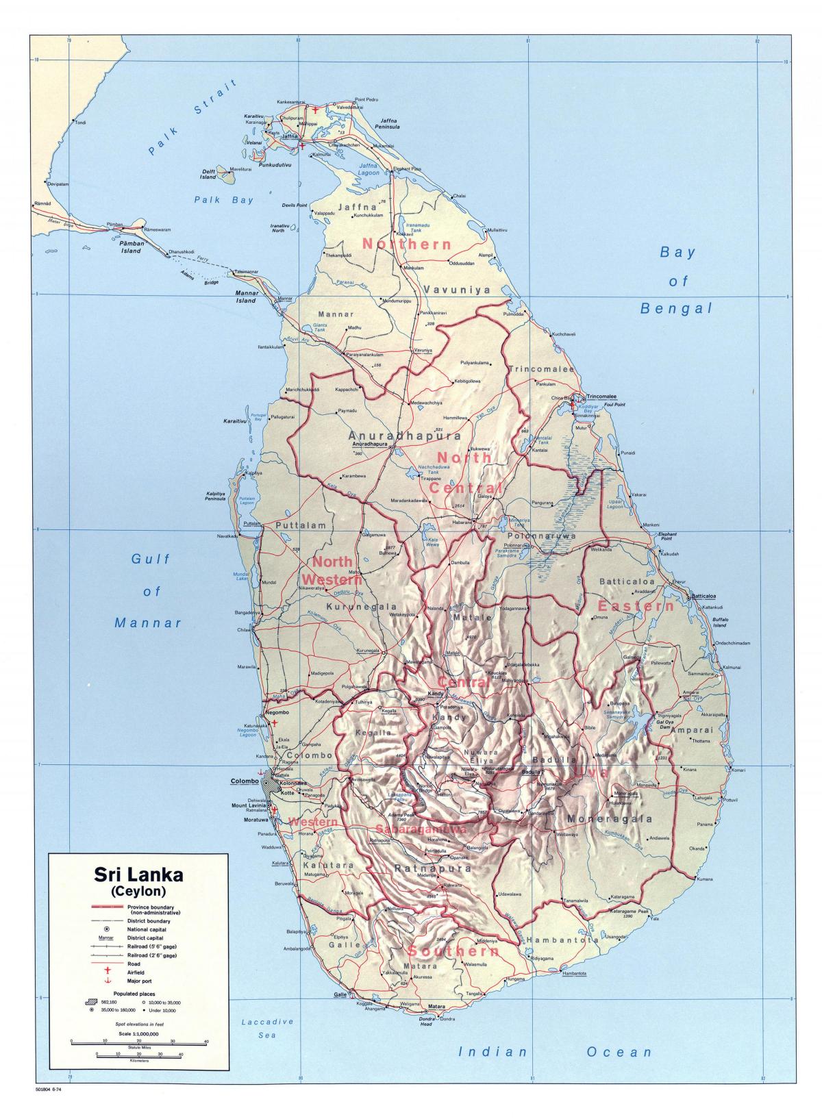 ramani ya Sri Lanka na miji