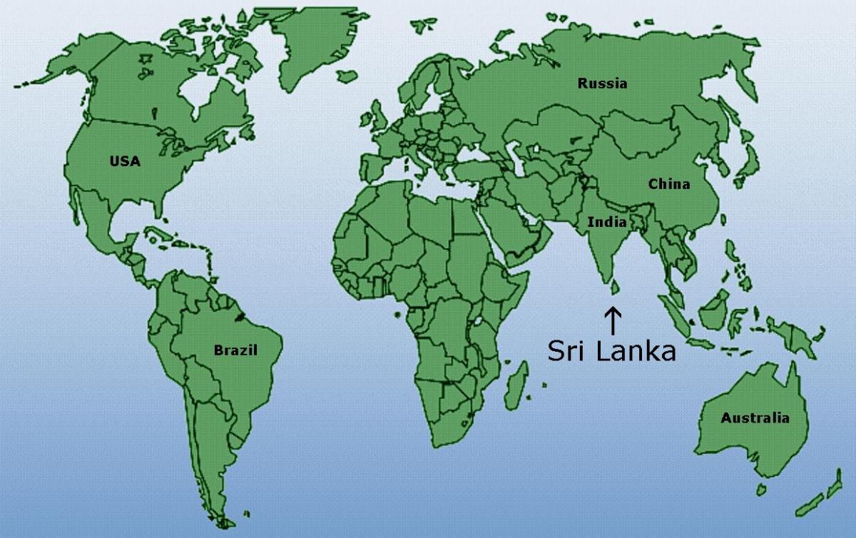 dunia ramani kuonyesha Sri Lanka