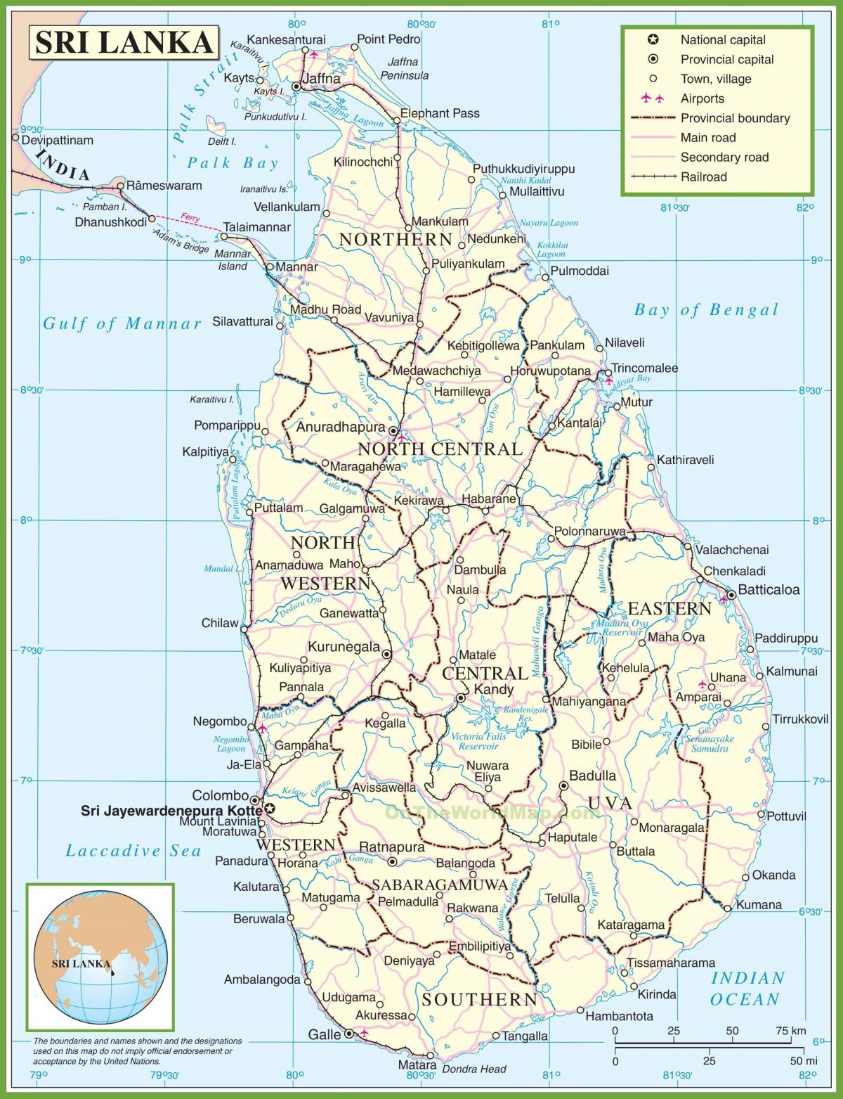 ramani ya Sri Lanka kisiasa