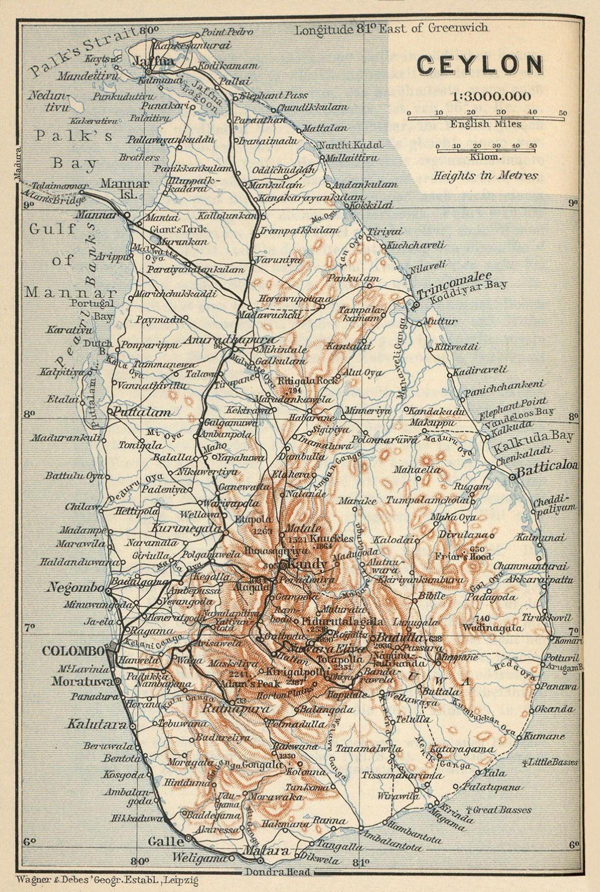 Ceylon juu ya ramani
