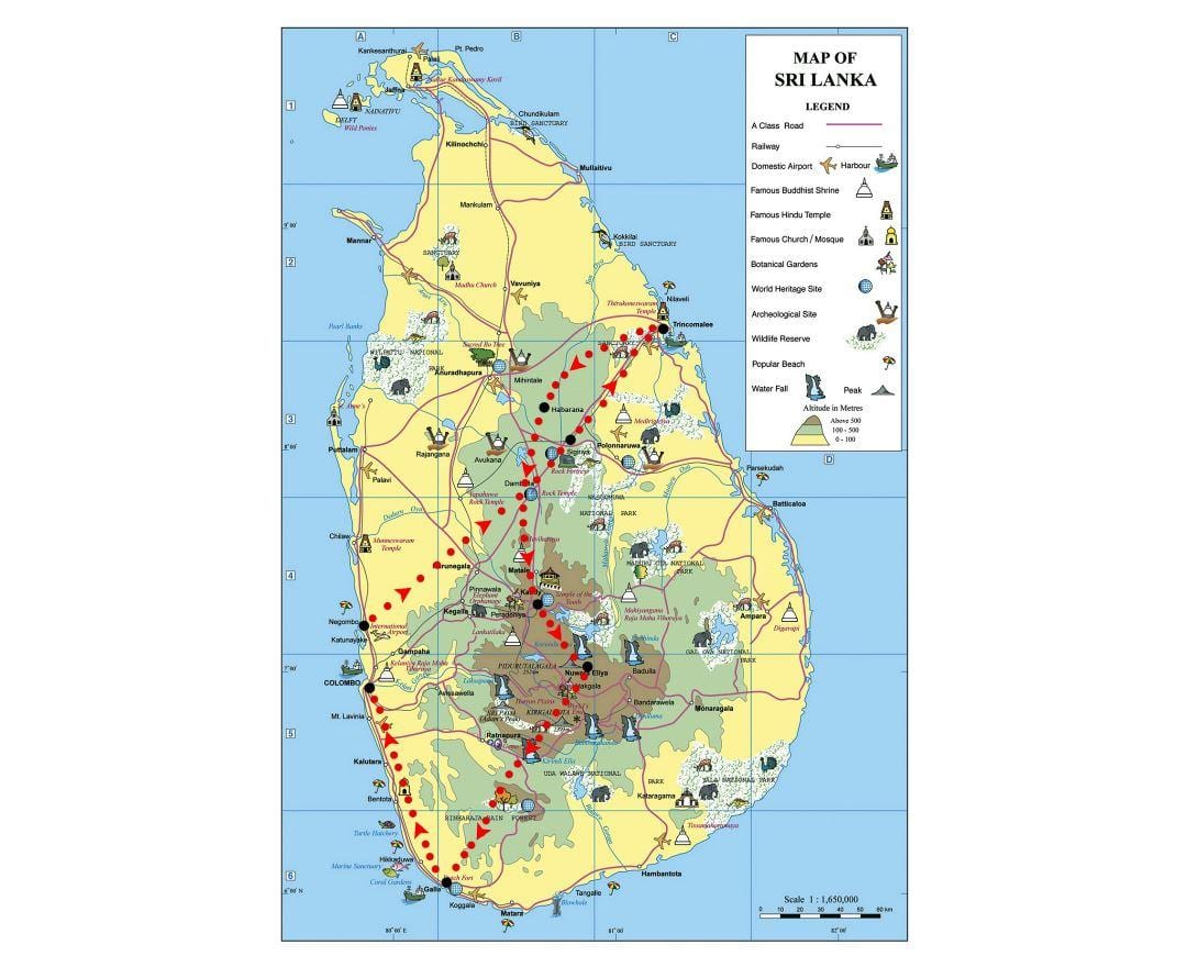 ramani ya alama katika Sri Lanka