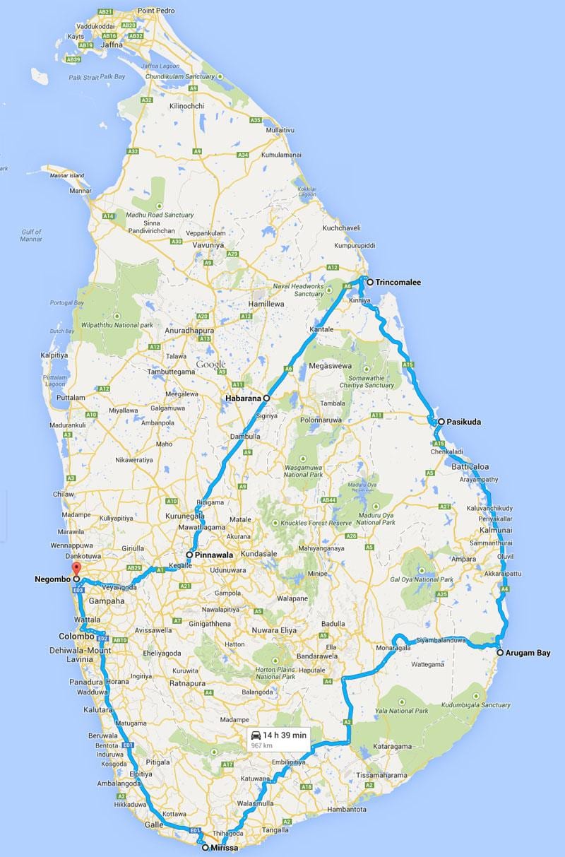 Sri Lanka fukwe bora ramani