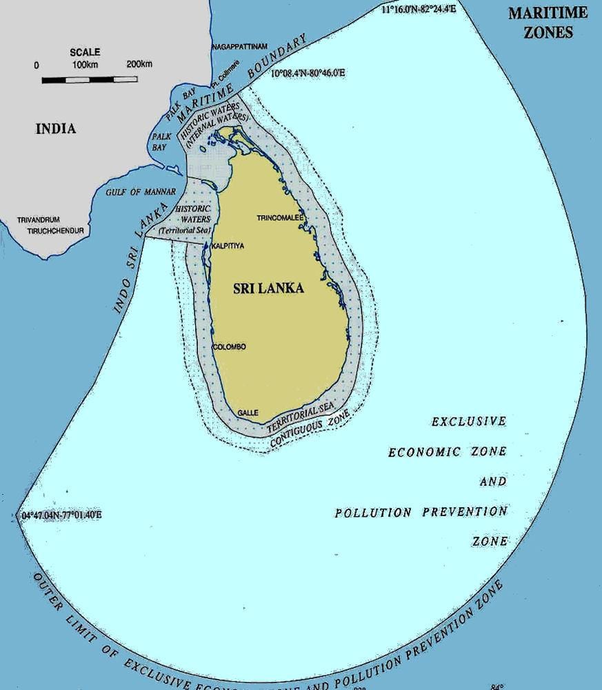 ramani ya Sri Lanka bahari