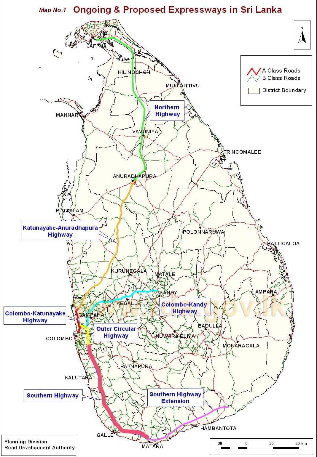 ramani ya Sri Lanka expressway