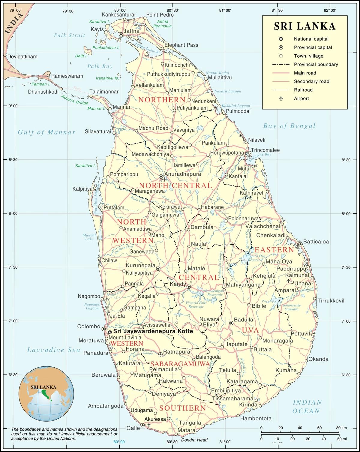 ramani ya Sri Lanka mji