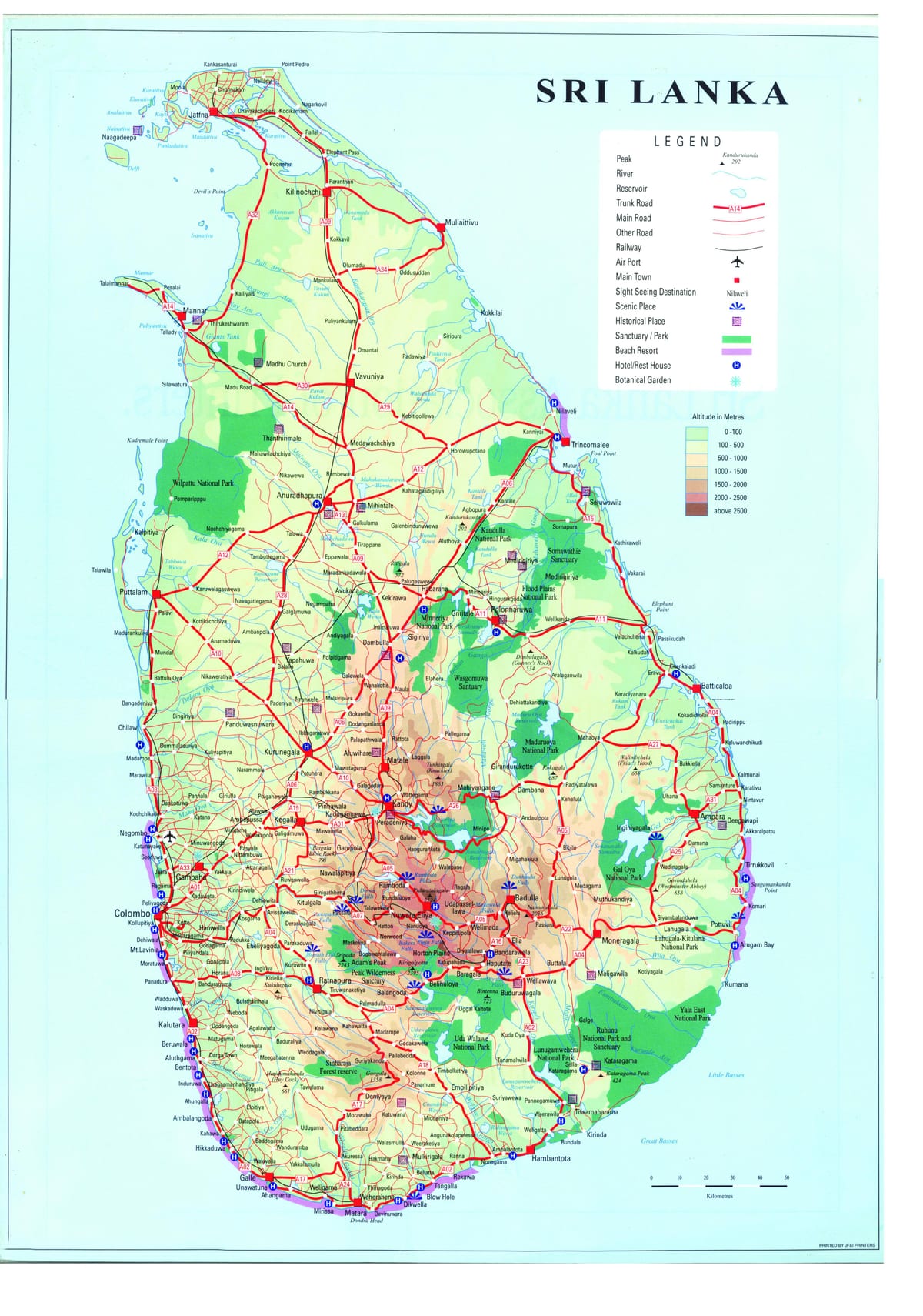 ramani ya Sri Lanka usafiri