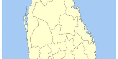 Ramani ya chini ya kusini Sri Lanka