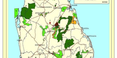 Hifadhi za taifa Sri Lanka ramani