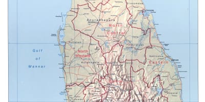 Ramani ya Sri Lanka na miji