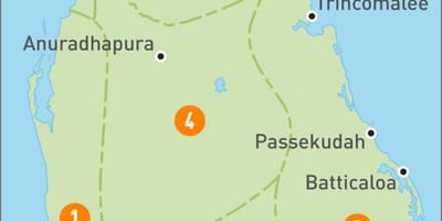 Ramani ya Sri Lanka mikoa