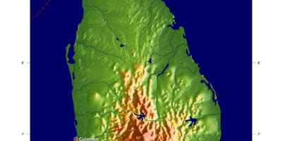 Ramani ya Sri Lanka mwinuko