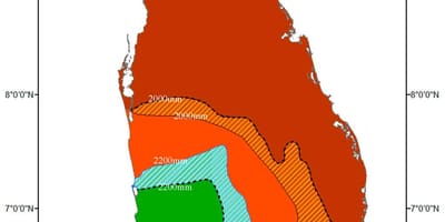 Sri Lanka hali ya hewa ya eneo ramani