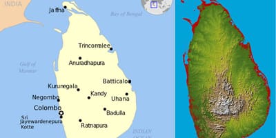 Ramani ya Sri Lanka topographic