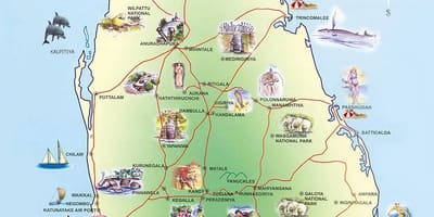 Vivutio vya utalii Sri Lanka ramani